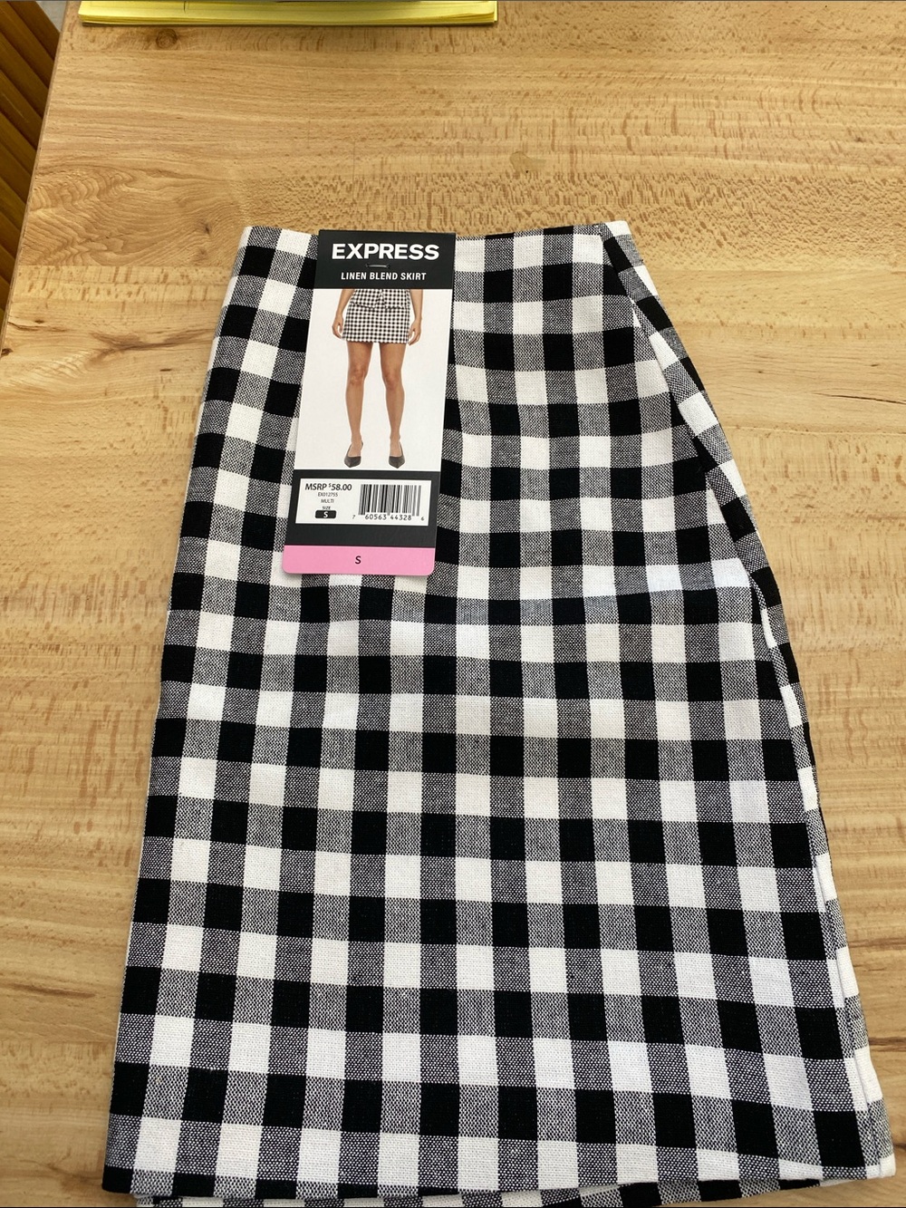 Express Black & White Linen Mini  Skirt